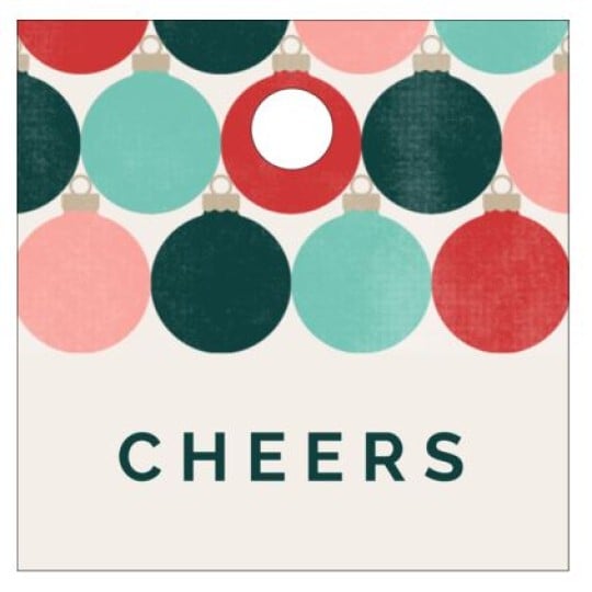 Bunte Weihnachtskugeln mit Schriftzug Cheers