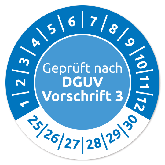 Prüfplakette Blau 2025 DGUV
