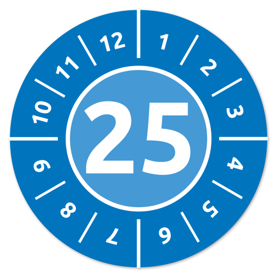 Prüfplakette Blau 2025 Jahreszahl
