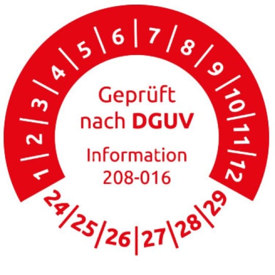 Prüfplakette Rot DGVU Information