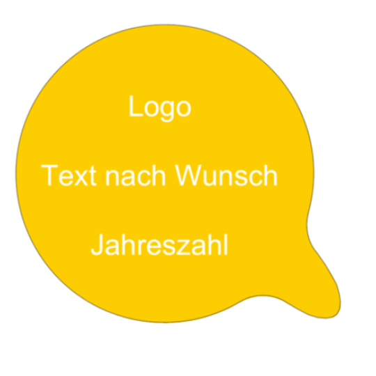 Prüfplakette Gelb Lasche Logo Jahreszahl Text