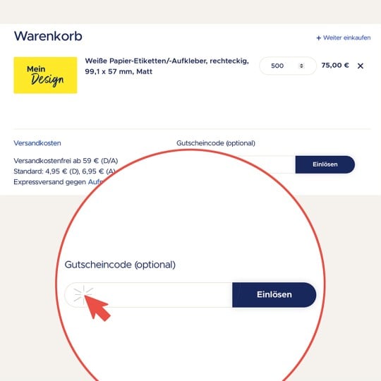 Gutschein eingeben