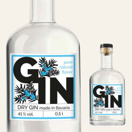 Bedrucktes Produktetikett Gin
