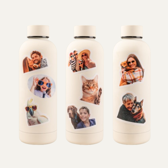Fotosticker auf Flaschen