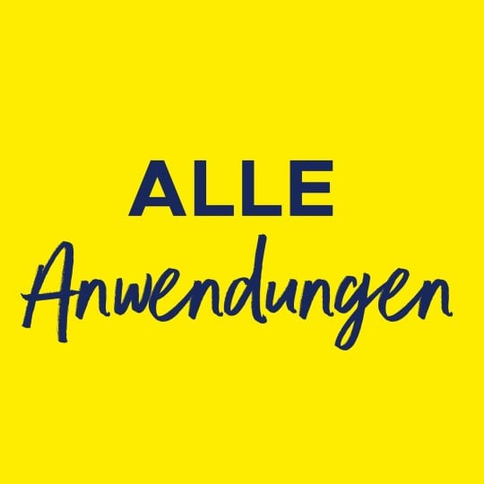 Auf einem gelben Hintergrund steht der Text "Alle Anwendungen"