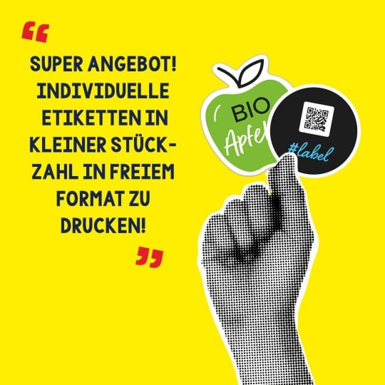 Freifrom Aufkleber mit Hand und einer Shopbewertung