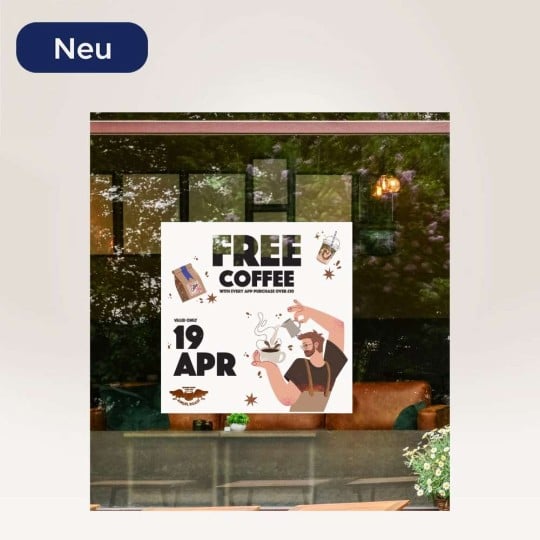 Ein Fensteraufkleber ist auf einem Fenster zu sehen.