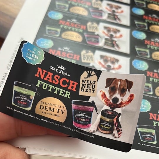 Nahaufnahme Hundemarmelade Etiketten-Bogen