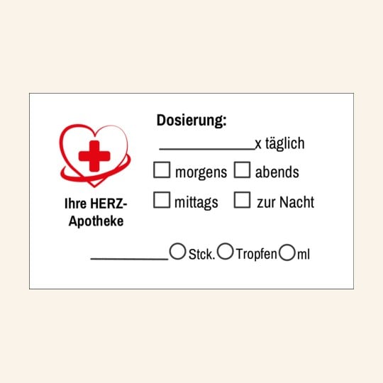 Vorlage für ein Etikett mit Dosierungsangabe für Apotheken