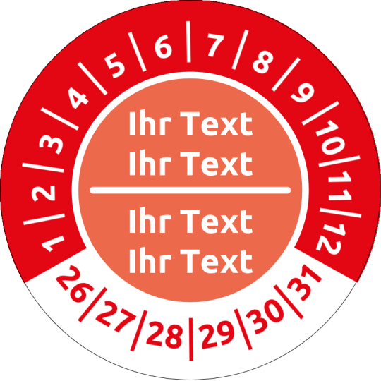 Prüfplakette rot Ihr Text