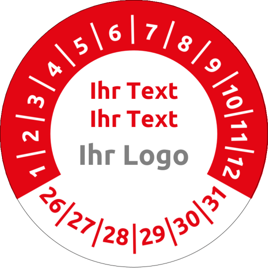 Prüfplakette rot Ihr Text Logo