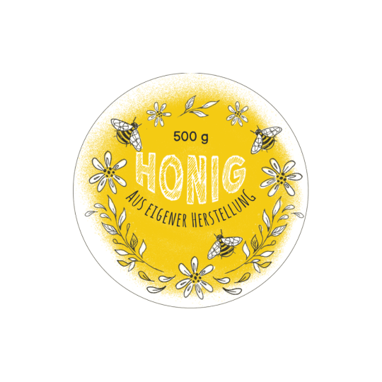 Blumiges Honigetikett im Format Ø 60 mm