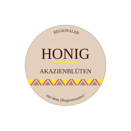 Kunstvolles Honigetikett im Format 51 mm.