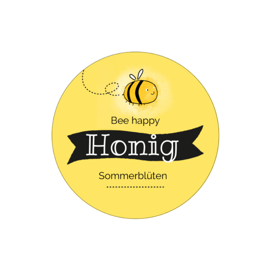 Fröhliches Honigetikett im Format Ø 60 mm