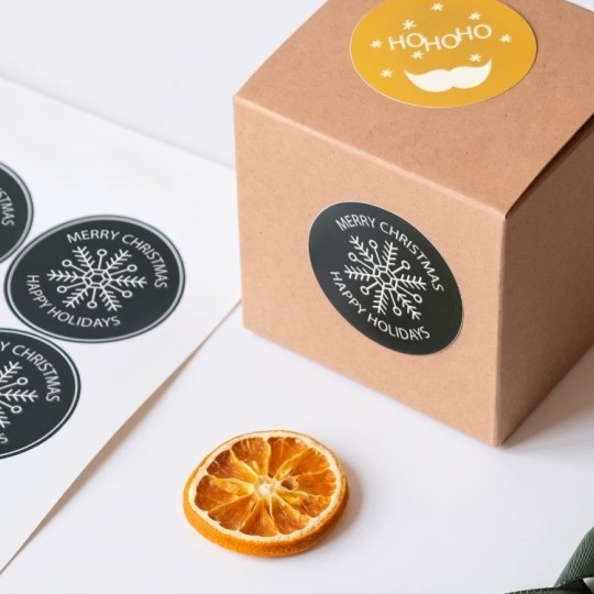 kleine Extrasticker mit netter Weihnachtsbotschaft werten Ihre Produkte auf