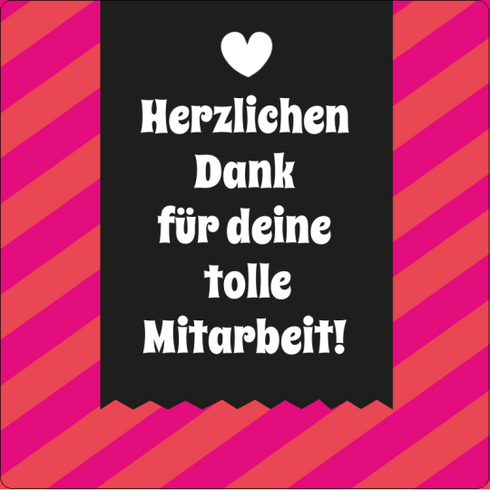 Sticker quadratisch Vielen Dank für deine Mitarbeit.