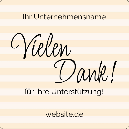 Sticker quadratisch Vielen Dank für Ihre Unterstützung.