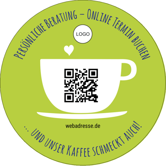 Etiketten-Vorlage QR-Code Termin buchen grün.