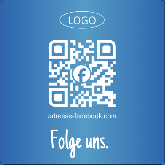 Auf dem quadratischen Aufkleber ist ein QR Code und die Aufforderung "Folge uns".