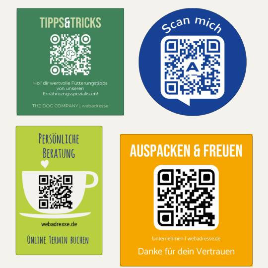 Verschiedene QR-Code Vorlagen in der Übersicht.