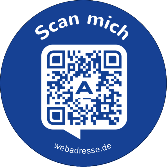 Etiketten-Vorlage Scan mich in blau.