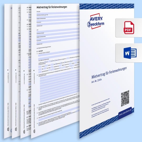 Mietvertrag für Ferienwohnungen PDF und Word Vorschau