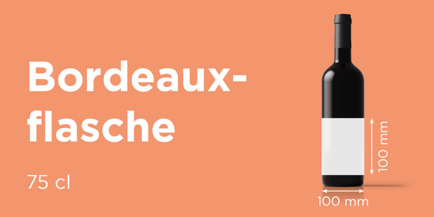 Größenleitfaden Flasche Bordeaux 100x100mm