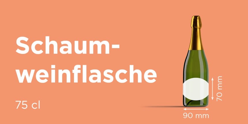 Schaumwein Etikett 90x70mm oval