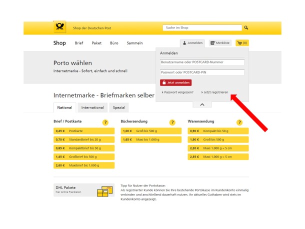 Internetmarke ausdrucken