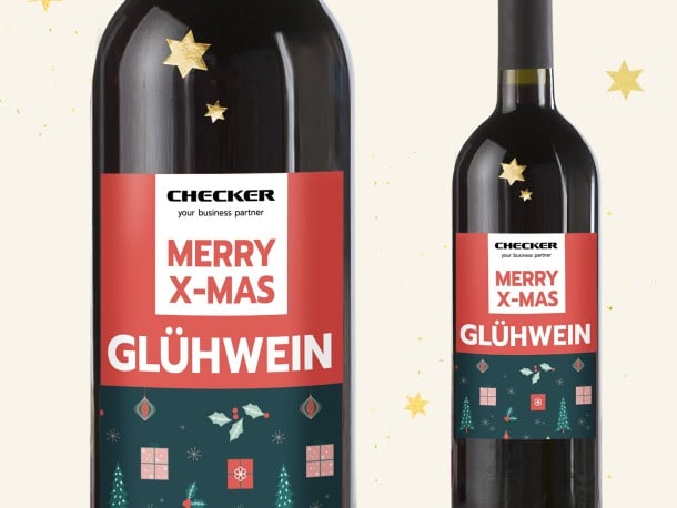 Weihnachtsetiketten für Flaschen