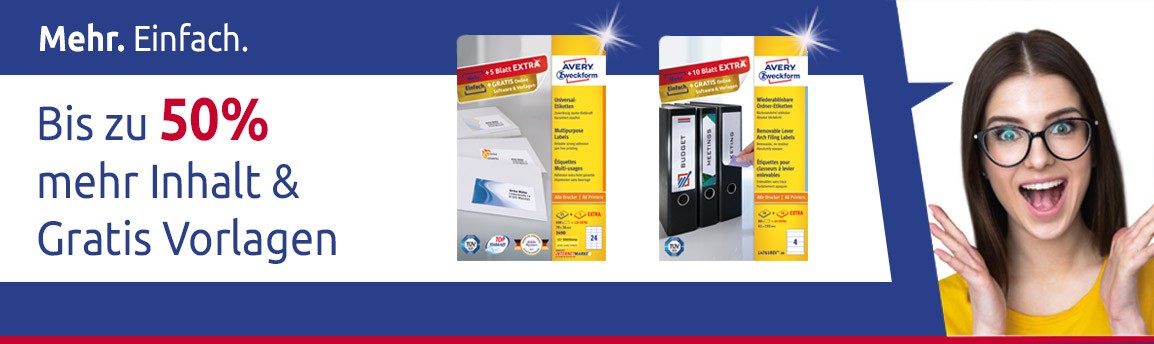 50% mehr Inhalt -Sparpacks Avery Zweckform Etiketten