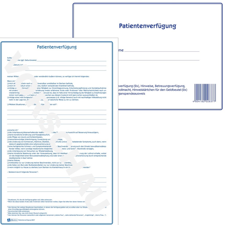 Avery Zweckform Patientenverfügung