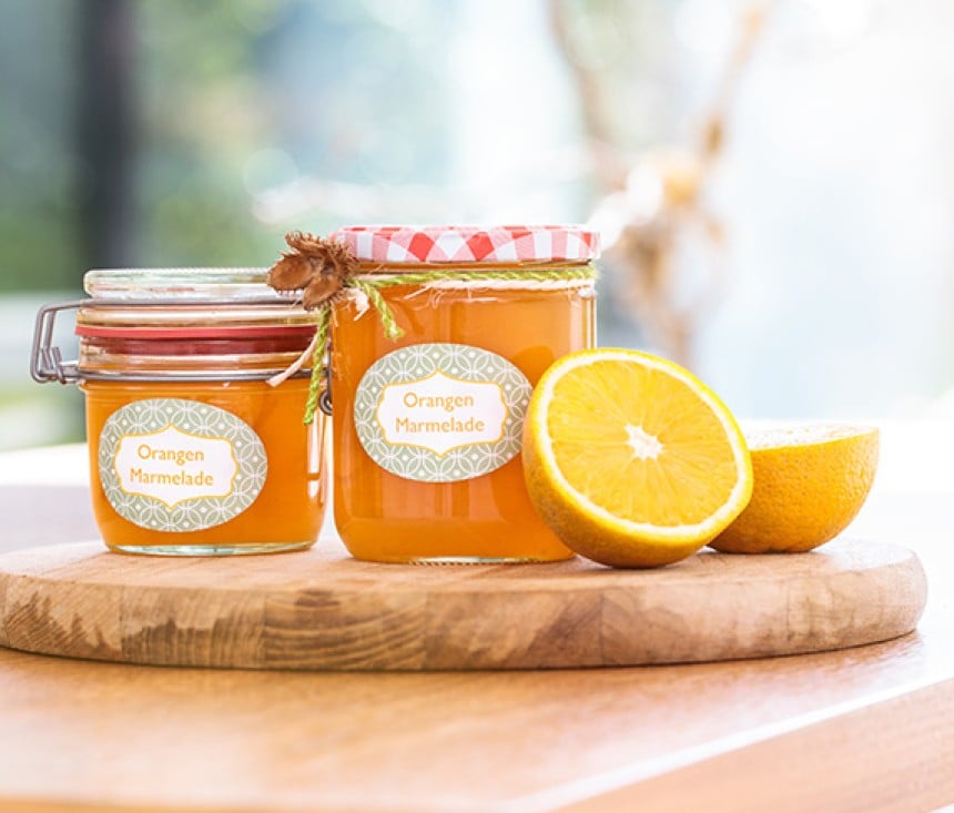 Etikett für Orangemarmelade