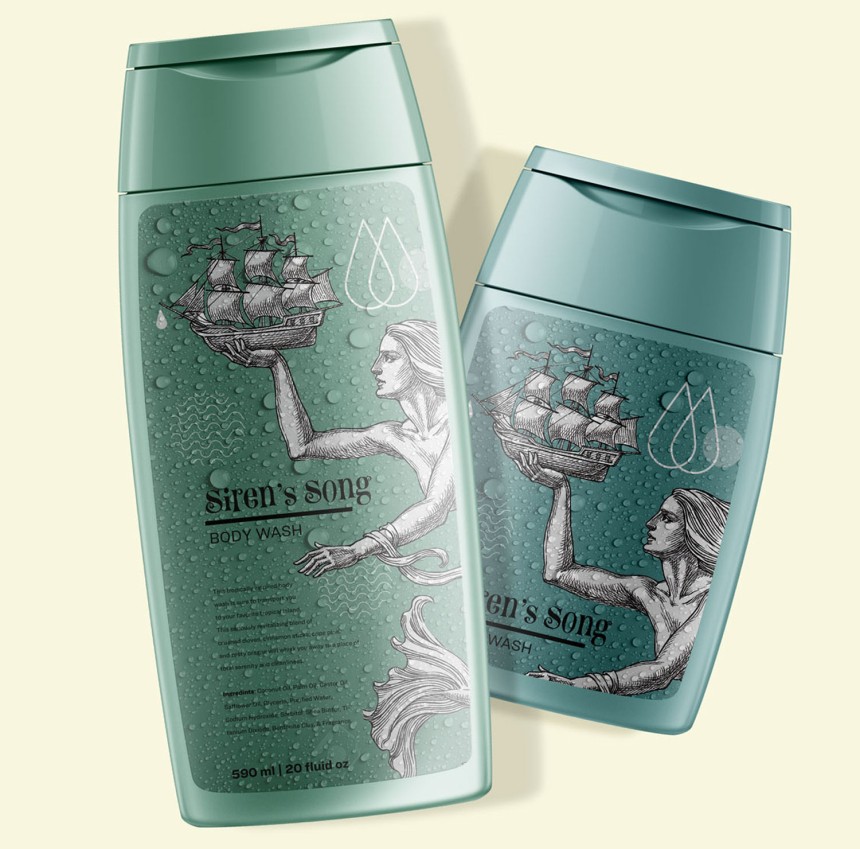 Weißdruck macht sich auf Shampoo Flaschen besonders gut.