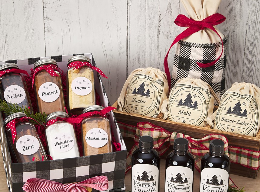 Weihnachtliche Produktetiketten