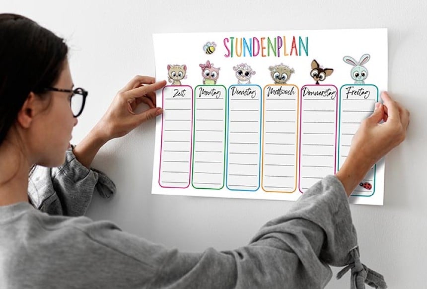 Stundenplan selbst gemacht für die Schule