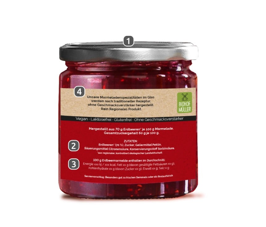 Marmelade Etikett Rückseite beschriften
