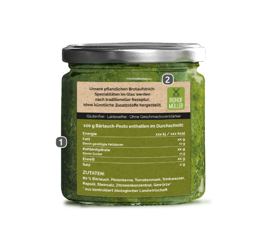Pesto Etikett Rückseite beschriften