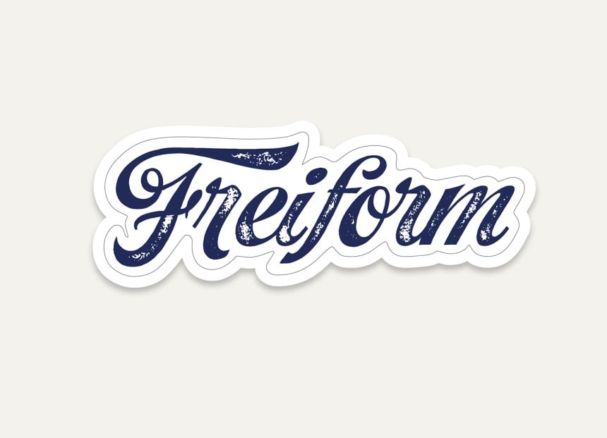 Ein Sticker mit Text Freiform ist zu sehen.