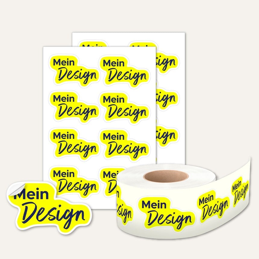 Freiform Sticker auf Rolle Bogen oder einzeln günstig kaufen