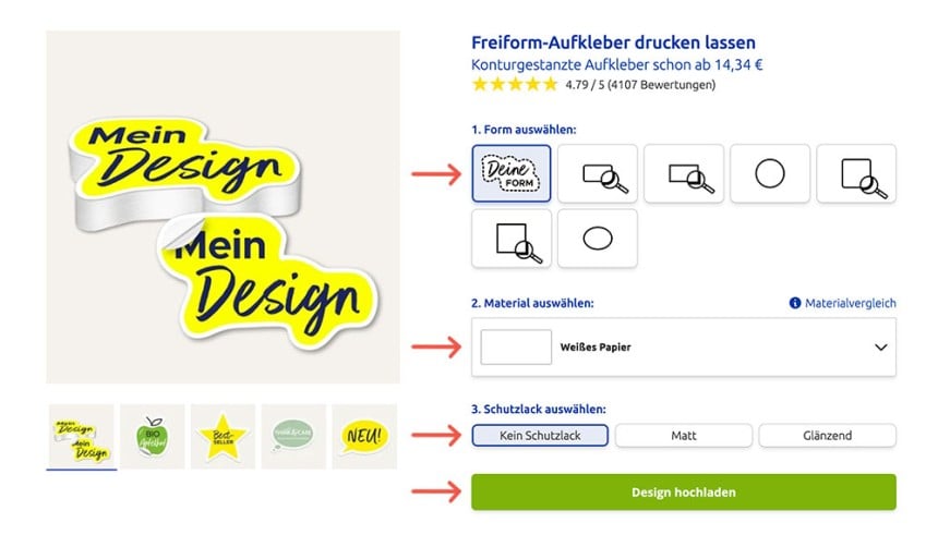 Anleitung Freiform Aufkleber