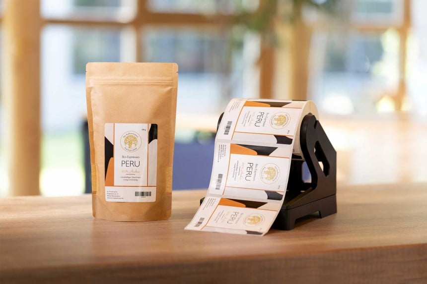 Rollen Etiketten Abroller Kaffee-Design