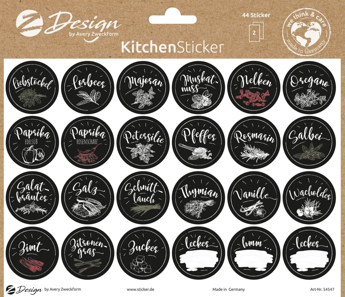 Küchen Sticker &ldquo;Gewürzbeschriftung&rdquo; | 54547 | Avery Zweckform
