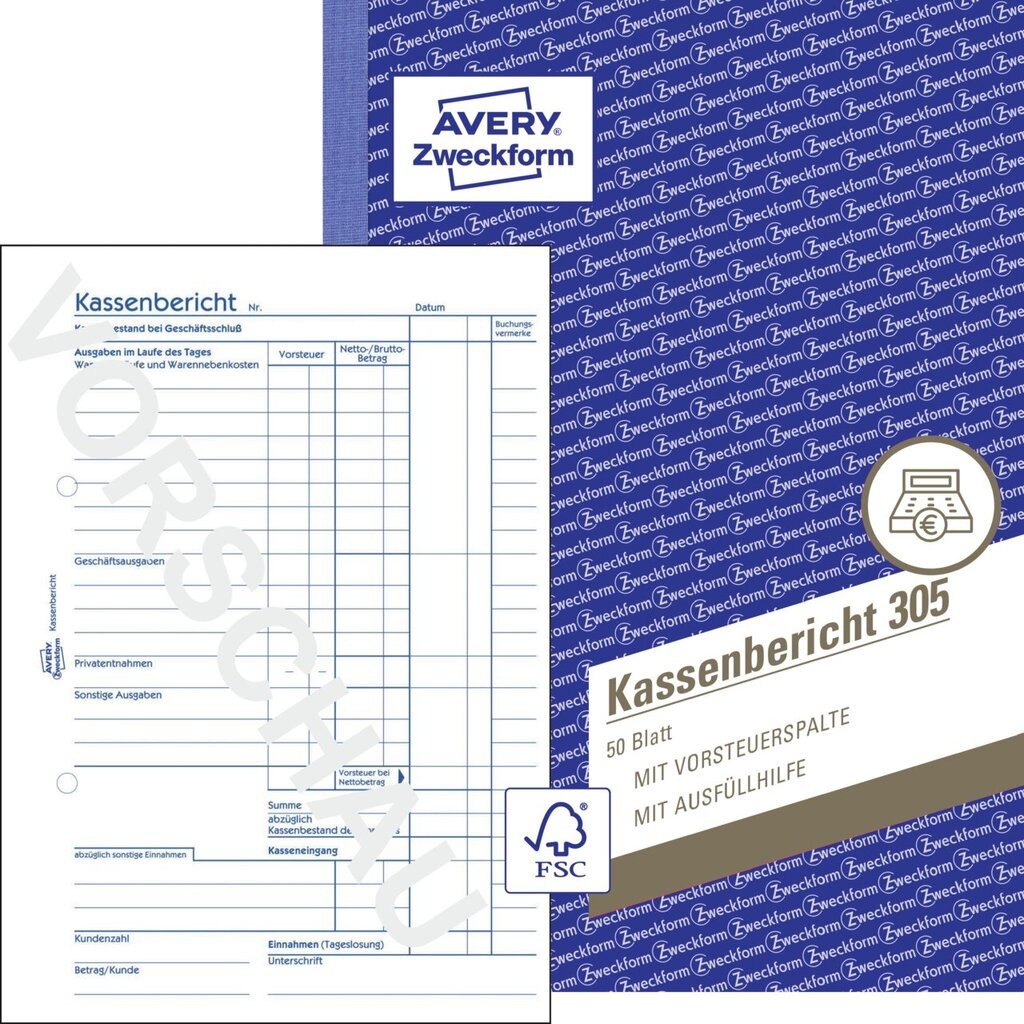 Kassenbericht 305 Avery Zweckform