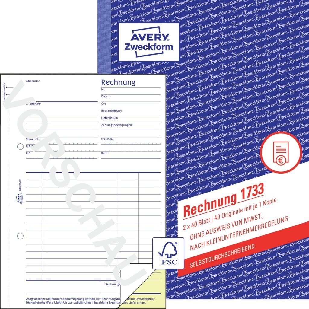 Rechnung 1733 Avery Zweckform