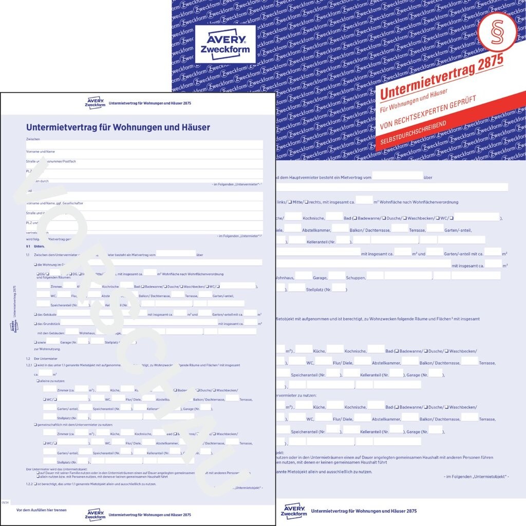 Untermietvertrag 2875 Avery Zweckform