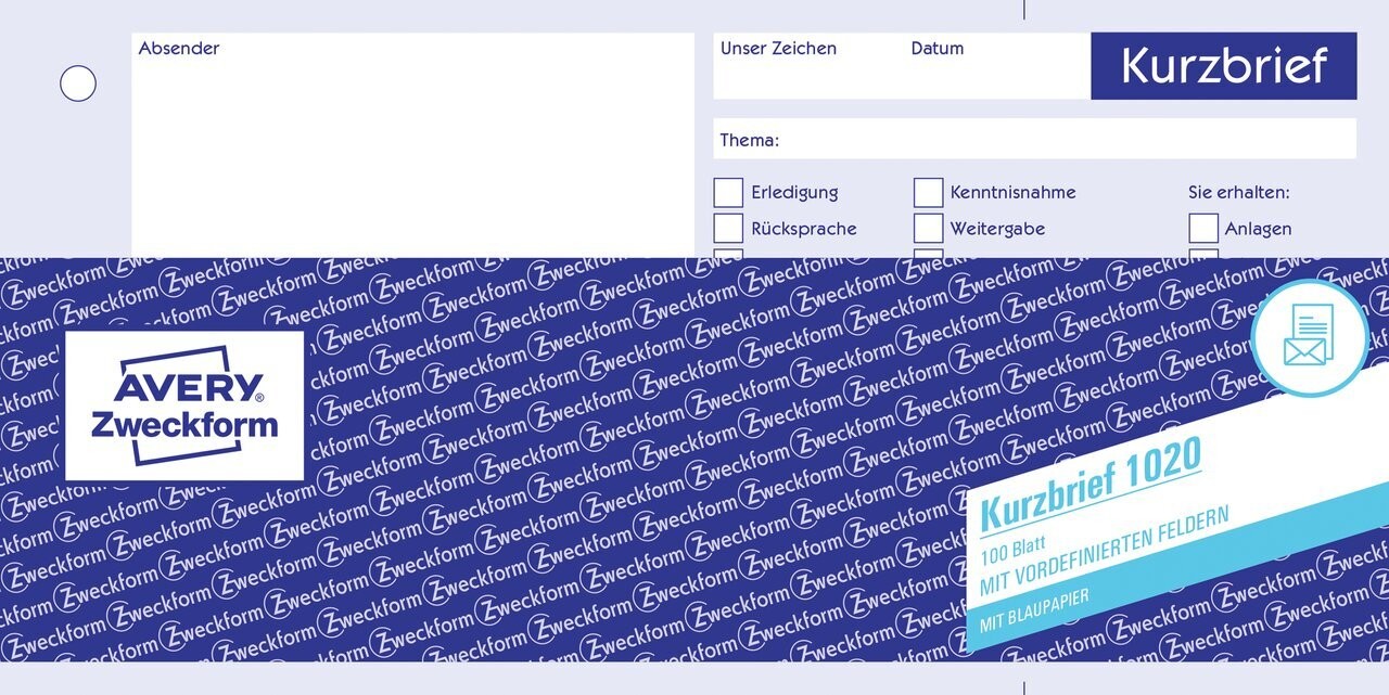 Kurzbrief 1020 Avery Zweckform