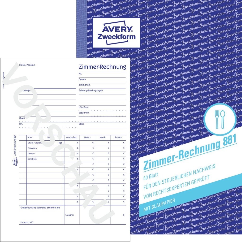 Zimmerrechnung 881 Avery Zweckform