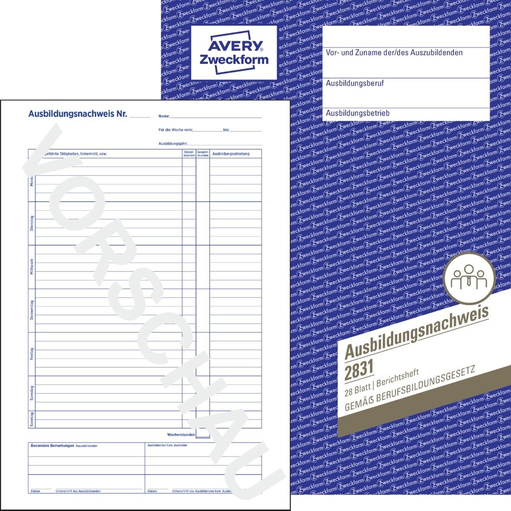 Ausbildungsnachweis | 2831 | Avery Zweckform
