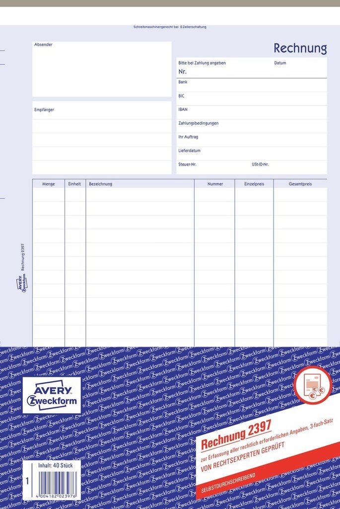 Rechnung 2397 Avery Zweckform